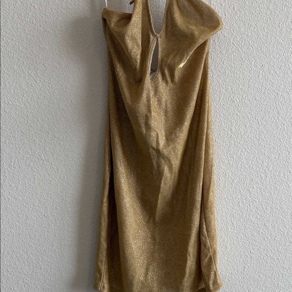 SHEIN SXY Crisscross Tie Back Metallic Bodycon Dress